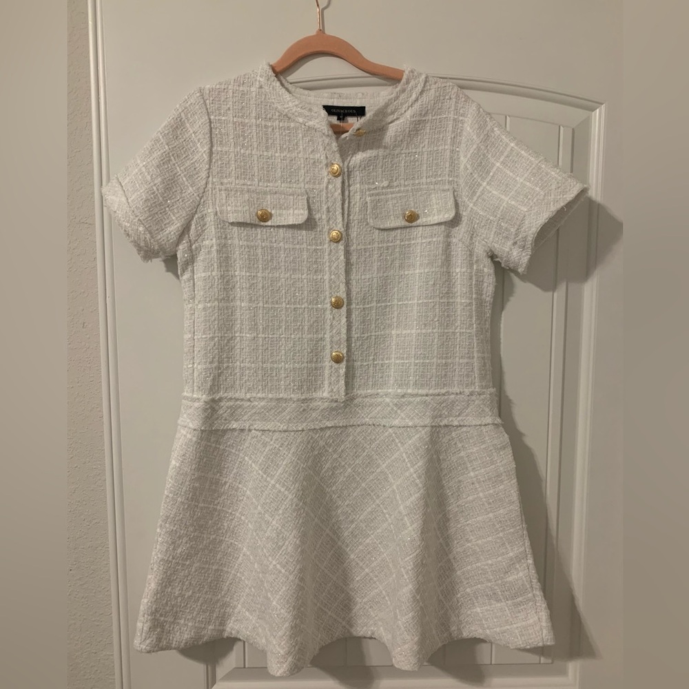 Sparkly White Tweed Dress